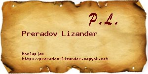 Preradov Lizander névjegykártya